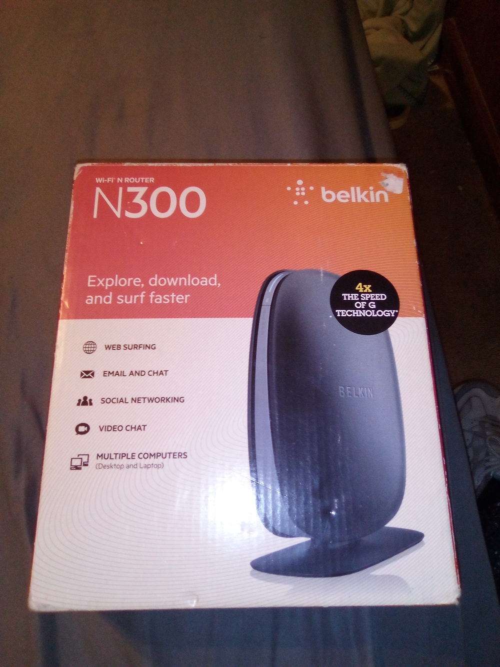 belkin N300 Wireless Router - Black and Orange Packaging